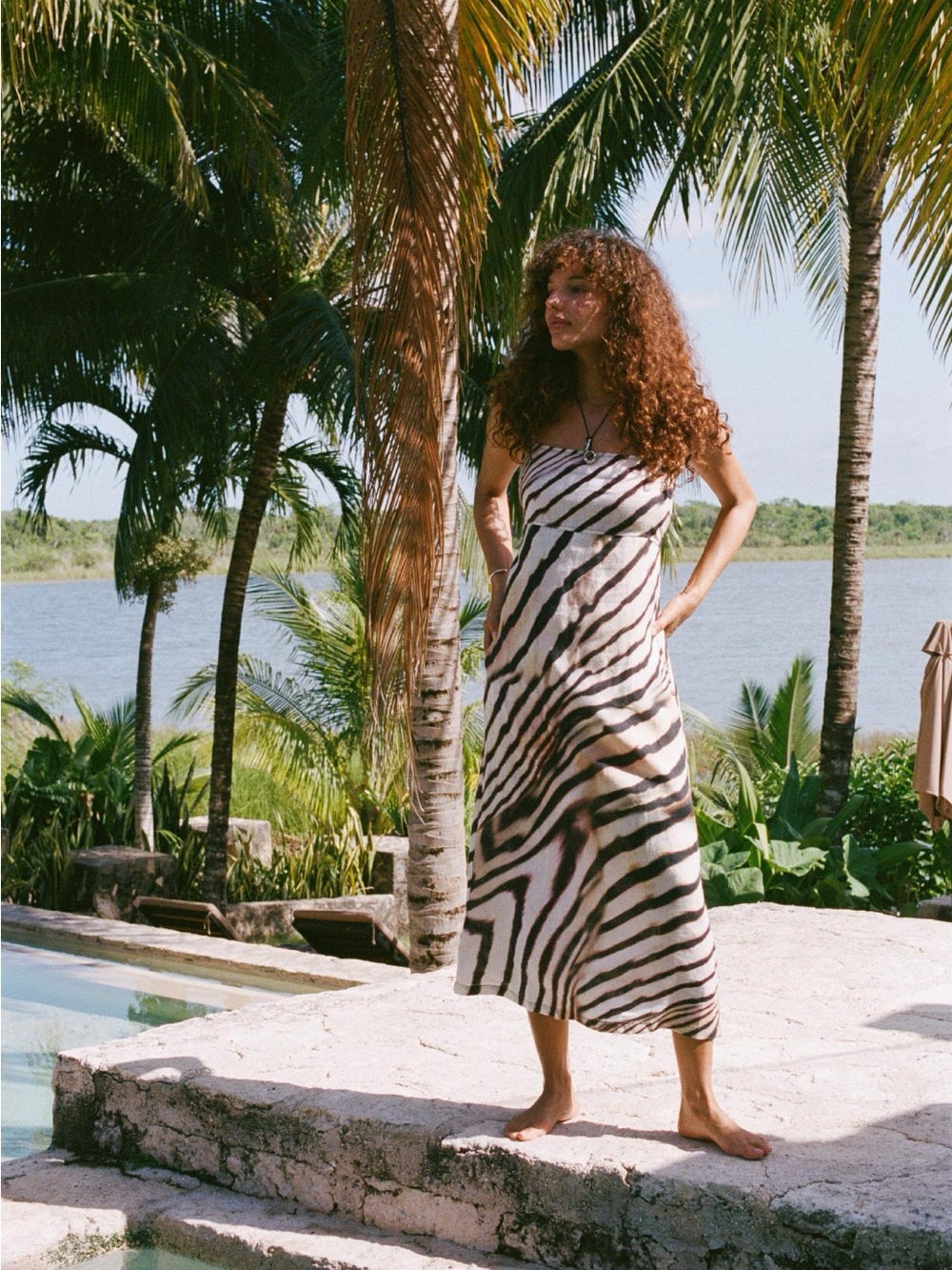 Vitamin A Arden Dress - Shell Stripe Linen - Picture 4 of 15